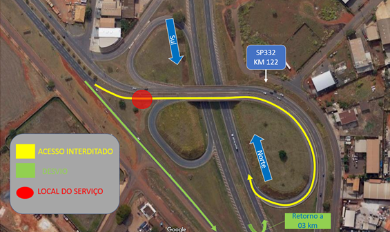 Rota interdita saída do Laranjão em  Paulínia até domingo 12