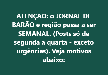 Jornal de Barão passa a ser  SEMANAL